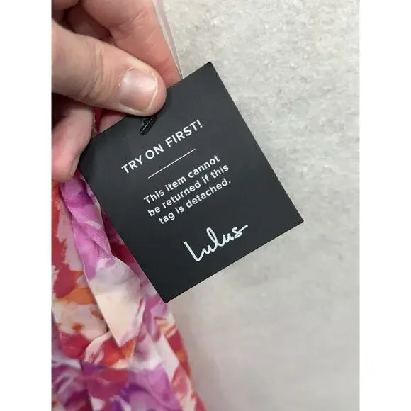 Lulus Dress Womens XS Lovable Aura Pink Floral Print Tiered Midi Wrap Dress - Picture 5 of 11